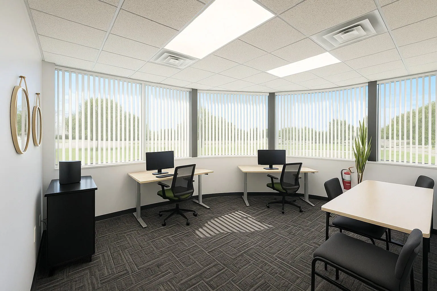 Staged private office